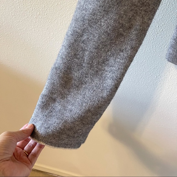 Anthropologie Alpaca Wool Blend Moto Knit Jacket Asymmetric Zip Gray Cream-Large - Picture 6 of 12